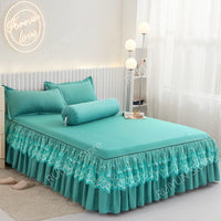 Thumbnail for Princess Bed Skirt with Ruffled Lace for Mattress Protection - Casatrail.com