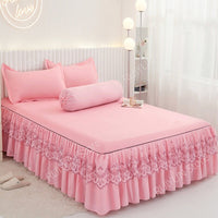 Thumbnail for Princess Bed Skirt with Ruffled Lace for Mattress Protection - Casatrail.com