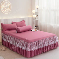 Thumbnail for Princess Bed Skirt with Ruffled Lace for Mattress Protection - Casatrail.com