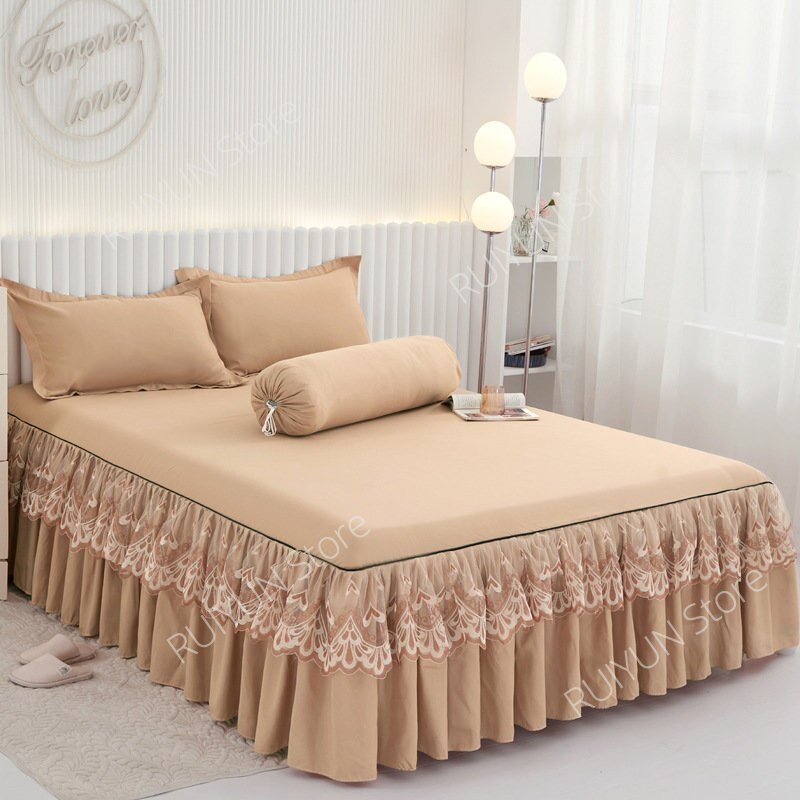 Princess Bed Skirt with Ruffled Lace for Mattress Protection - Casatrail.com