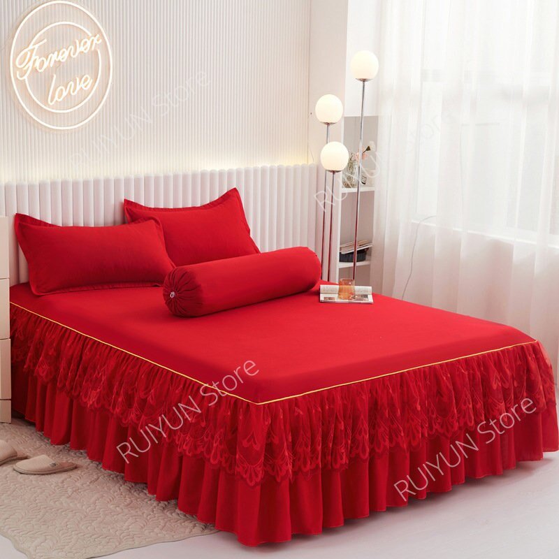 Princess Bed Skirt with Ruffled Lace for Mattress Protection - Casatrail.com