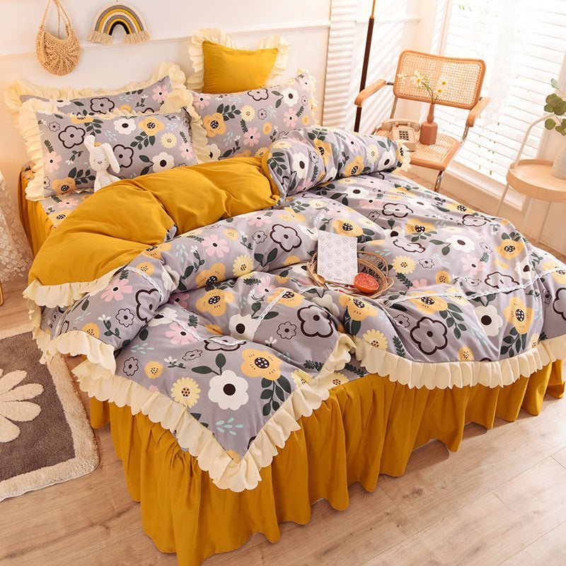 Princess Style Lace Bed Skirt Duvet Cover Bedding - Casatrail.com