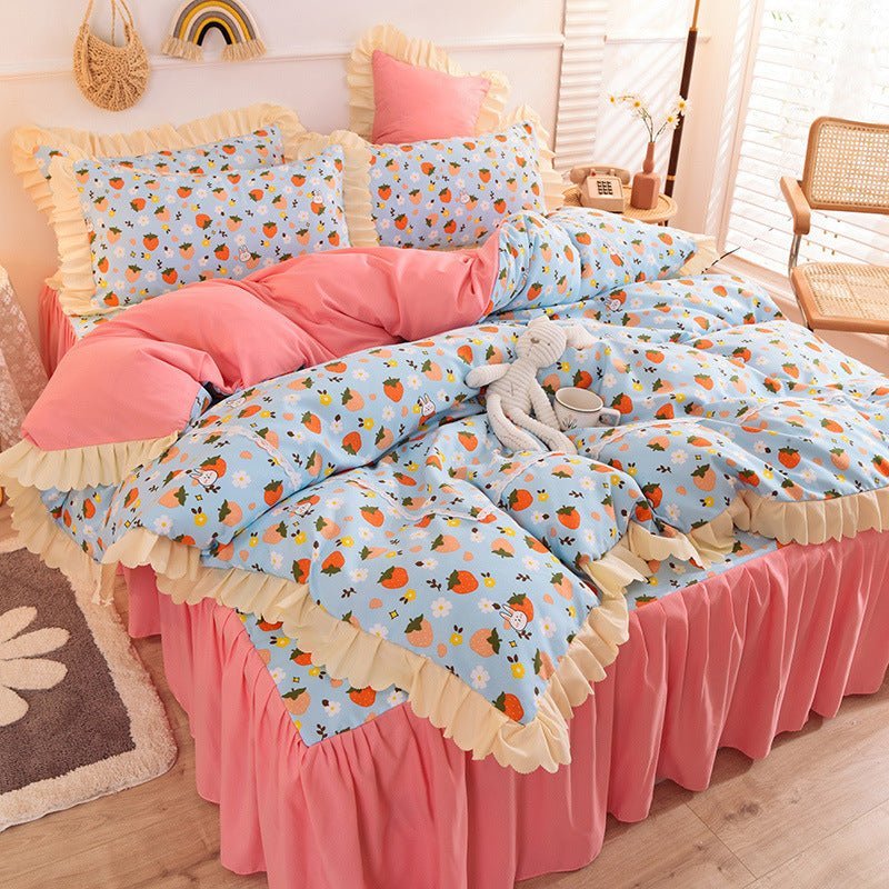 Princess Style Lace Bed Skirt Duvet Cover Bedding - Casatrail.com