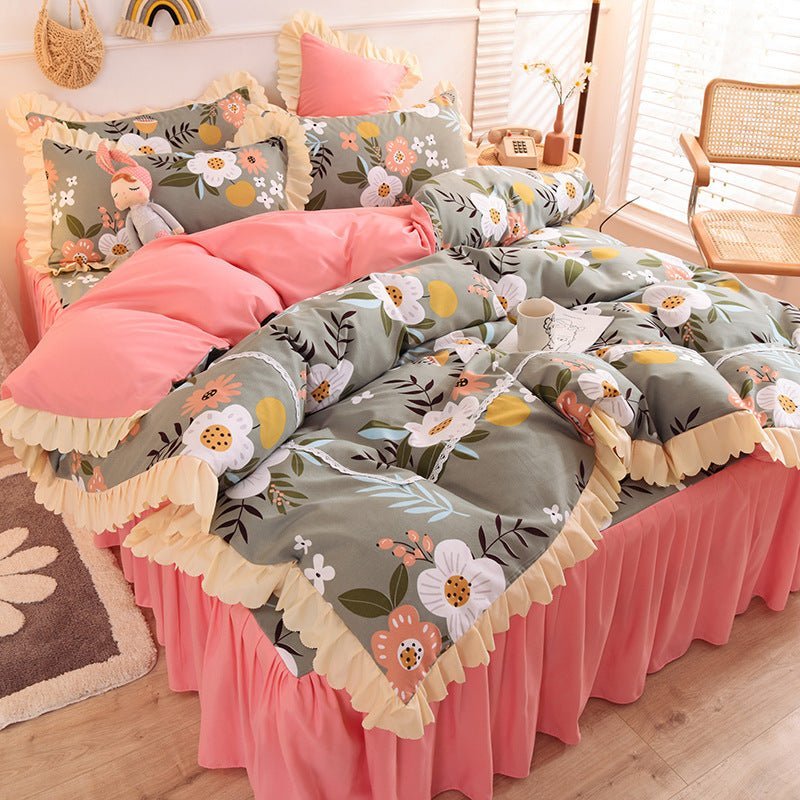 Princess Style Lace Bed Skirt Duvet Cover Bedding - Casatrail.com