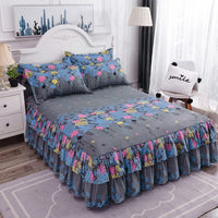 Thumbnail for Printed Double Layer Bed Skirt Set for King Queen Size Bed - Casatrail.com