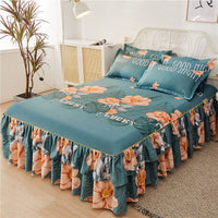 Thumbnail for Printed Double Layer Bed Skirt Set for King Queen Size Bed - Casatrail.com