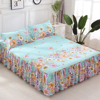 Thumbnail for Printed Double Layer Bed Skirt Set for King Queen Size Bed - Casatrail.com