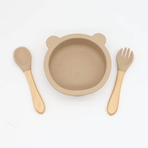 Baby Bear Shape Silicone Bowl With Spoon