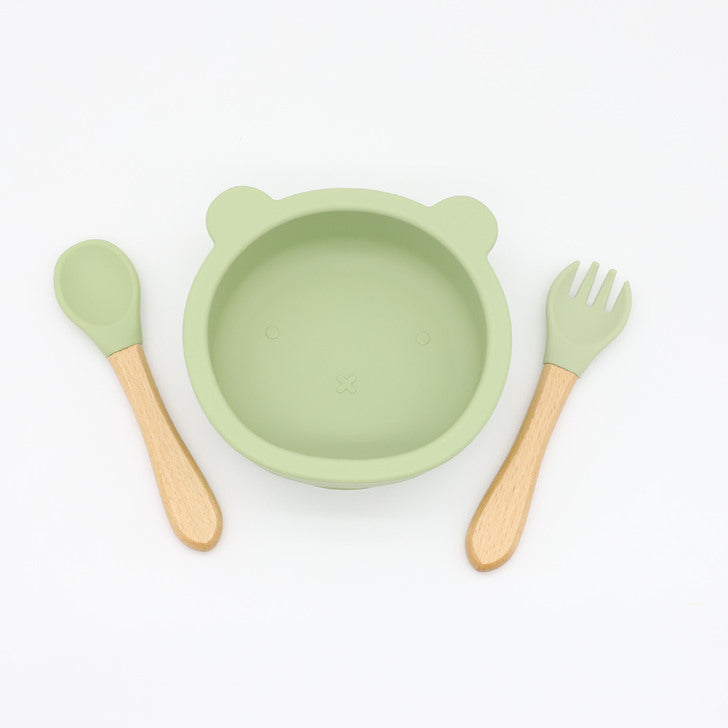 Baby Bear Shape Silicone Bowl With Spoon
