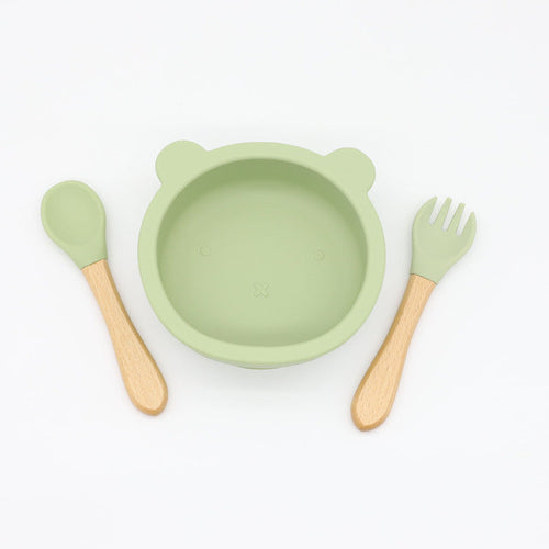 Baby Bear Shape Silicone Bowl With Spoon