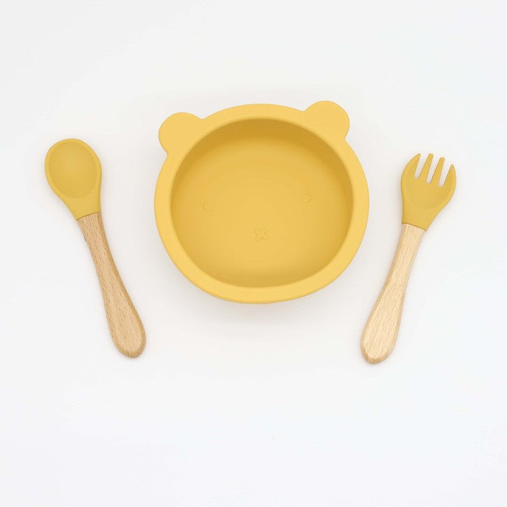 Baby Bear Shape Silicone Bowl With Spoon