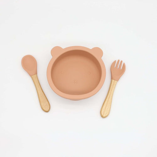 Baby Bear Shape Silicone Bowl With Spoon