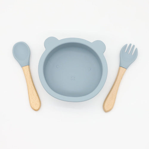 Baby Bear Shape Silicone Bowl With Spoon