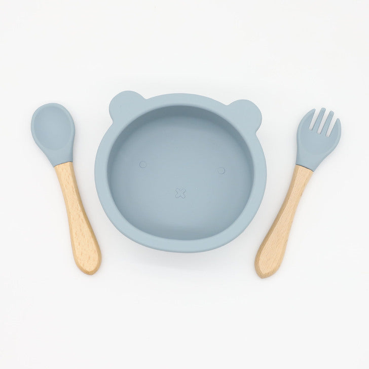 Baby Bear Shape Silicone Bowl With Spoon