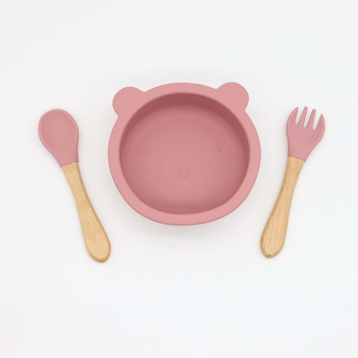 Baby Bear Shape Silicone Bowl With Spoon