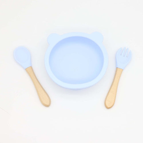 Baby Bear Shape Silicone Bowl With Spoon