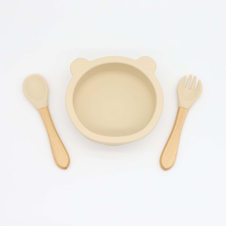 Baby Bear Shape Silicone Bowl With Spoon