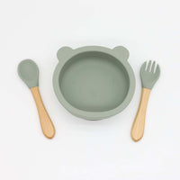 Thumbnail for Baby Bear Shape Silicone Bowl With Spoon