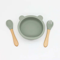 Thumbnail for Baby Bear Shape Silicone Bowl With Spoon