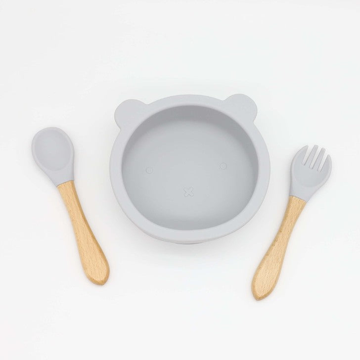 Baby Bear Shape Silicone Bowl With Spoon