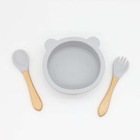 Thumbnail for Baby Bear Shape Silicone Bowl With Spoon