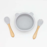 Thumbnail for Baby Bear Shape Silicone Bowl With Spoon