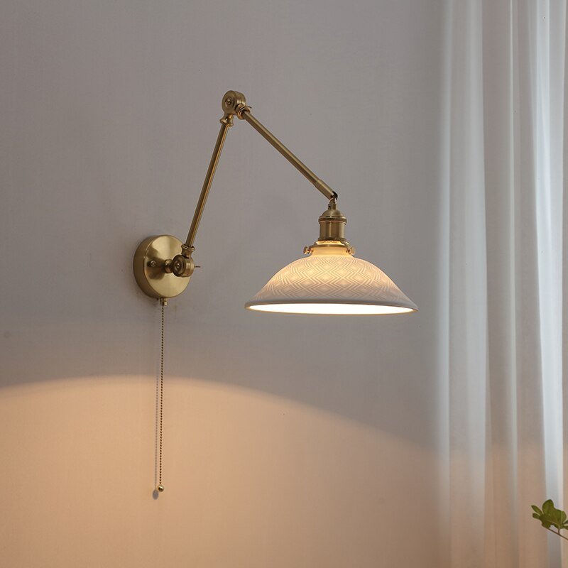 Pull Chain Switch LED Wall Light Sconces with Long Swing Arm - Casatrail.com