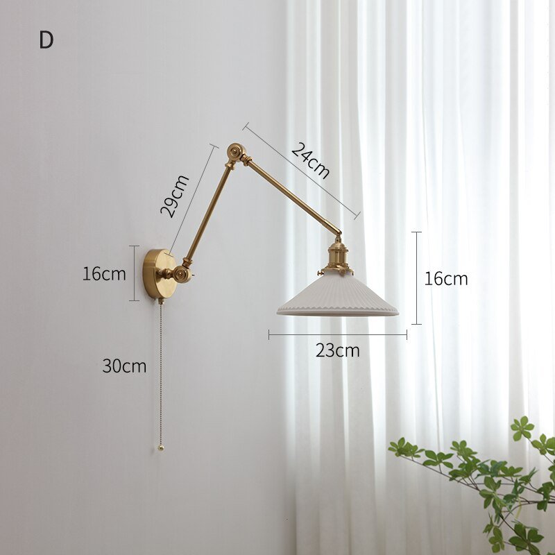 Pull Chain Switch LED Wall Light Sconces with Long Swing Arm - Casatrail.com