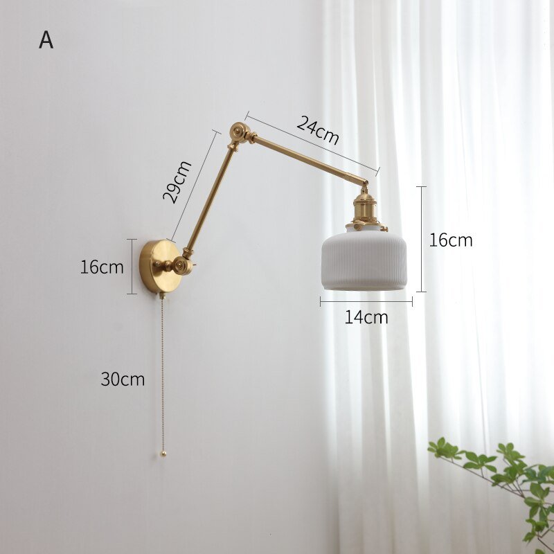 Pull Chain Switch LED Wall Light Sconces with Long Swing Arm - Casatrail.com