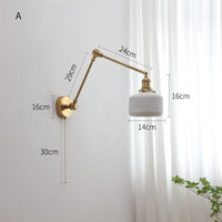 Thumbnail for Pull Chain Switch LED Wall Light Sconces with Long Swing Arm - Casatrail.com