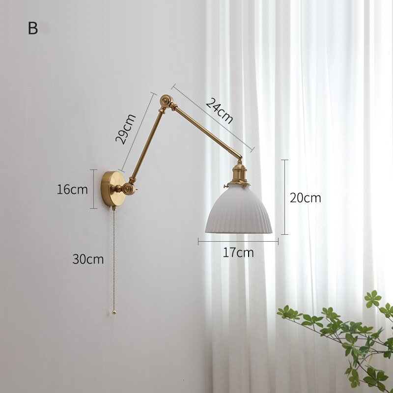 Pull Chain Switch LED Wall Light Sconces with Long Swing Arm - Casatrail.com