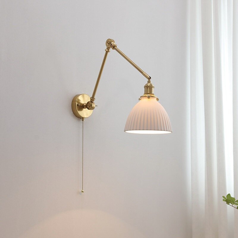 Pull Chain Switch LED Wall Light Sconces with Long Swing Arm - Casatrail.com
