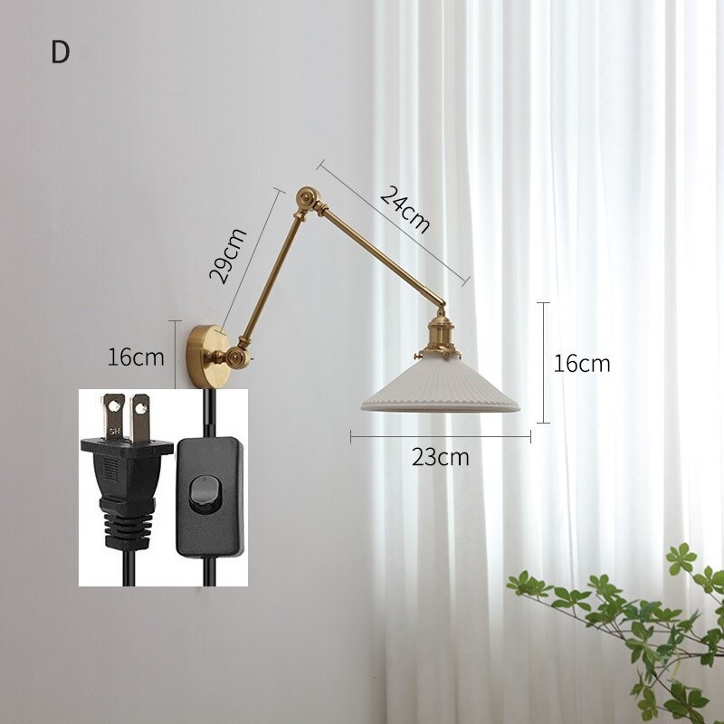 Pull Chain Switch LED Wall Light Sconces with Long Swing Arm - Casatrail.com