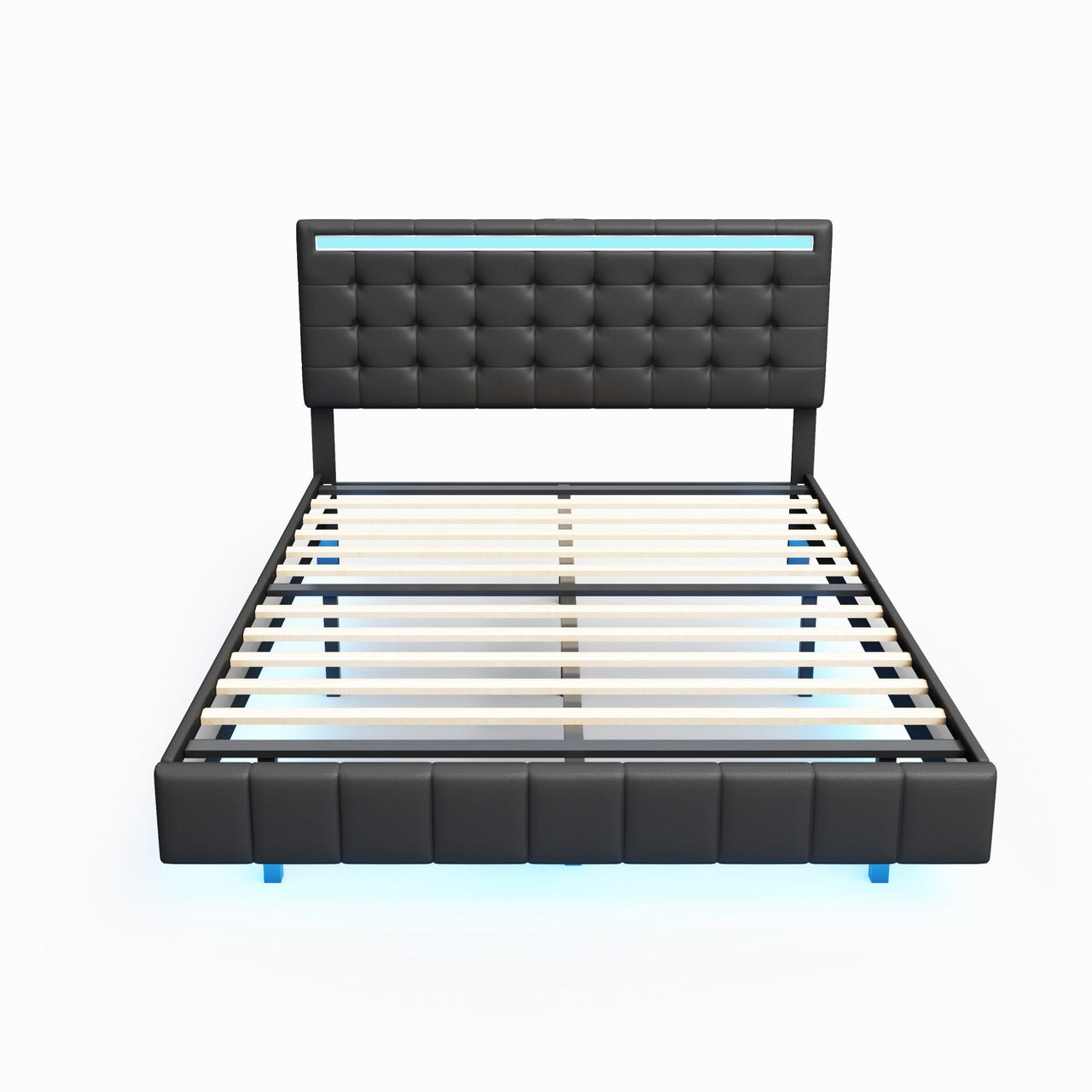 Queen Size Floating Bed Frame with LED USB Charging - Casatrail.com