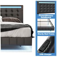 Thumbnail for Queen Size Floating Bed Frame with LED USB Charging - Casatrail.com