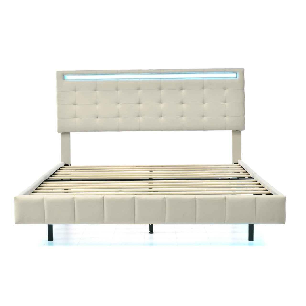 Queen Size Floating Bed Frame with LED USB Charging - Casatrail.com