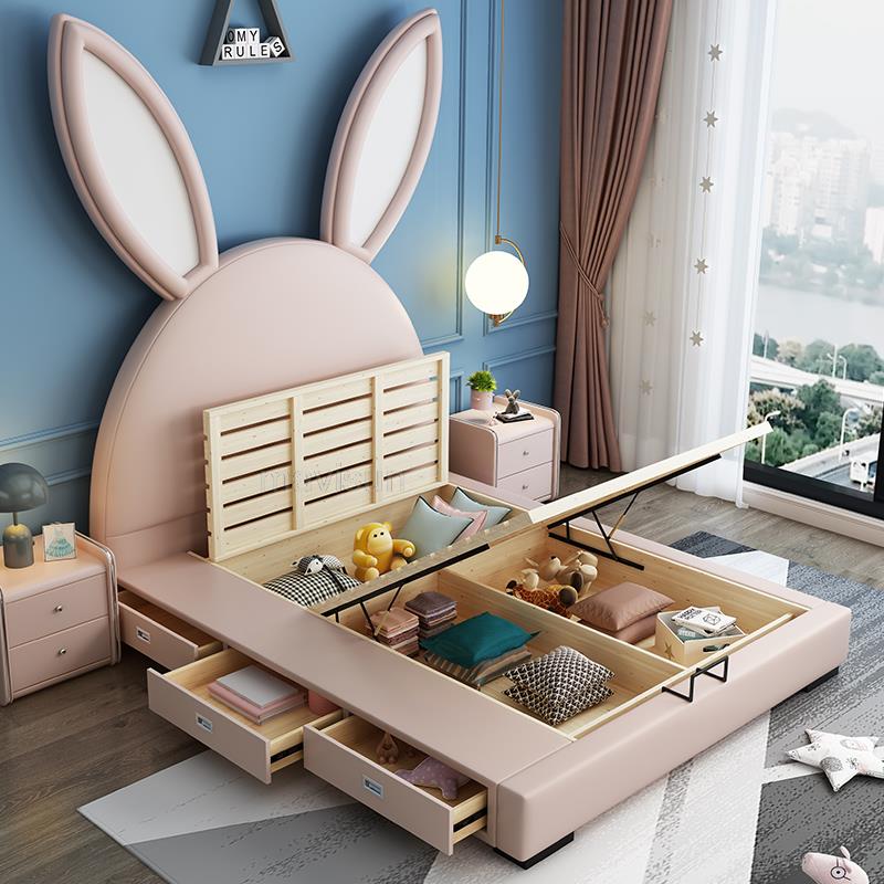 Rabbit Children's Bed Simple Style Solid Wood Bedroom Bed - Casatrail.com