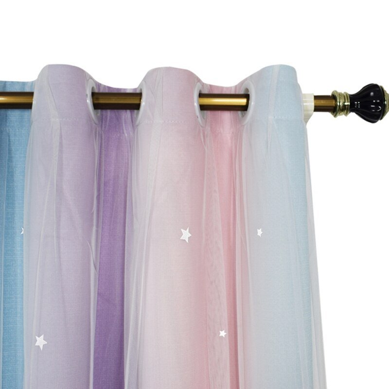 Rainbow Curtains with Double - Layer Gradient Lace - Casatrail.com