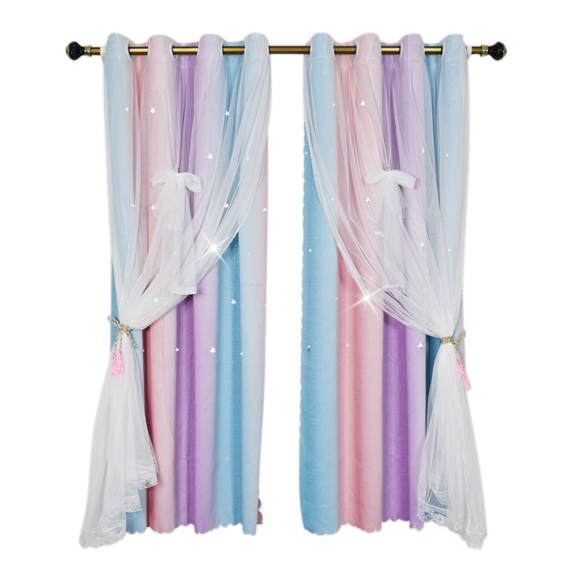 Rainbow Curtains with Double - Layer Gradient Lace - Casatrail.com