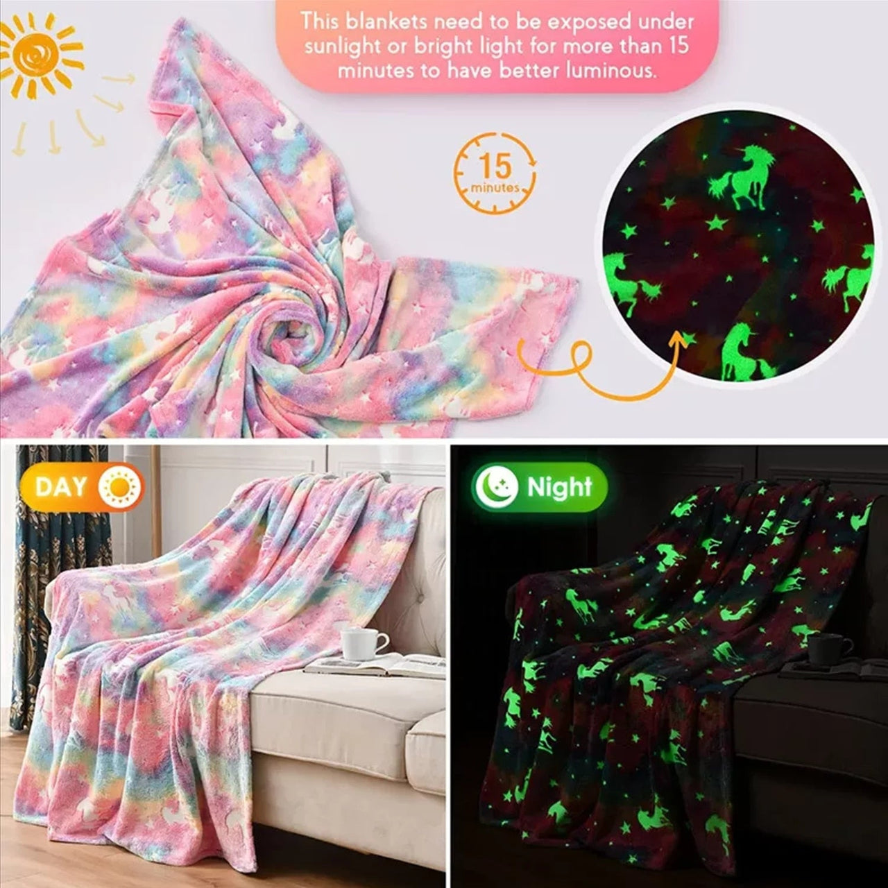 Rainbow Glow Blanket for Bedspread - Casatrail.com