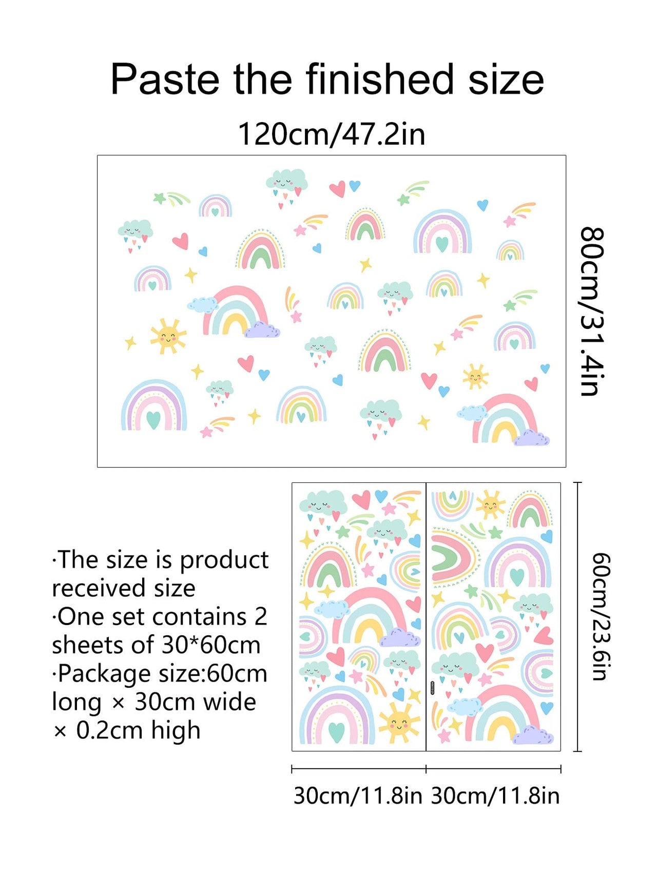 Rainbow Wall Stickers - Cartoon Colorful Decor - Casatrail.com