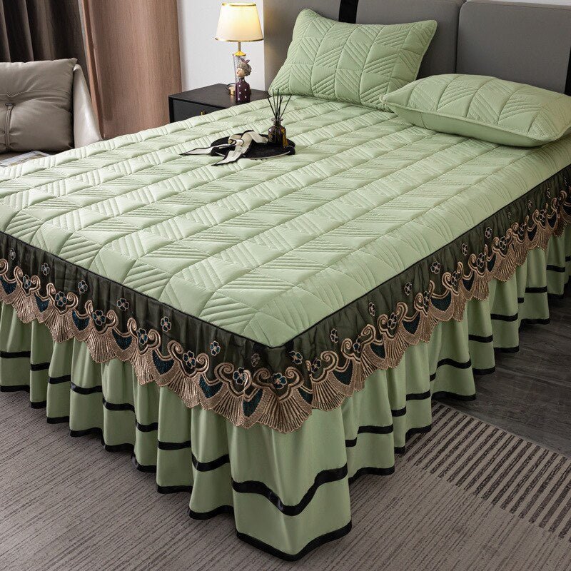 RainFire Elegant Quilted Bed Skirt Set - King Queen Size - Casatrail.com