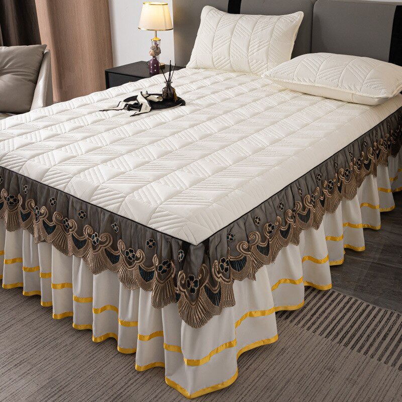 RainFire Elegant Quilted Bed Skirt Set - King Queen Size - Casatrail.com