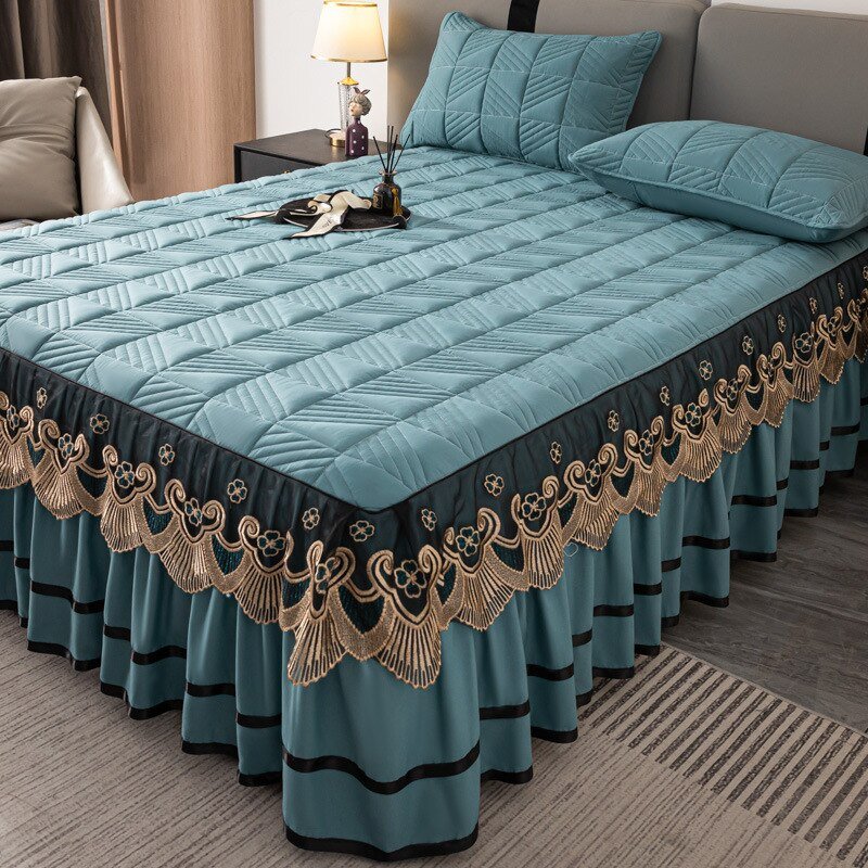 RainFire Elegant Quilted Bed Skirt Set - King Queen Size - Casatrail.com