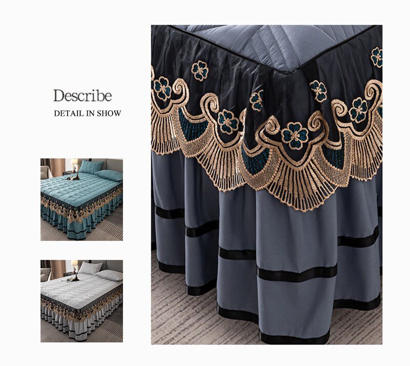 RainFire Elegant Quilted Bed Skirt Set - King Queen Size - Casatrail.com