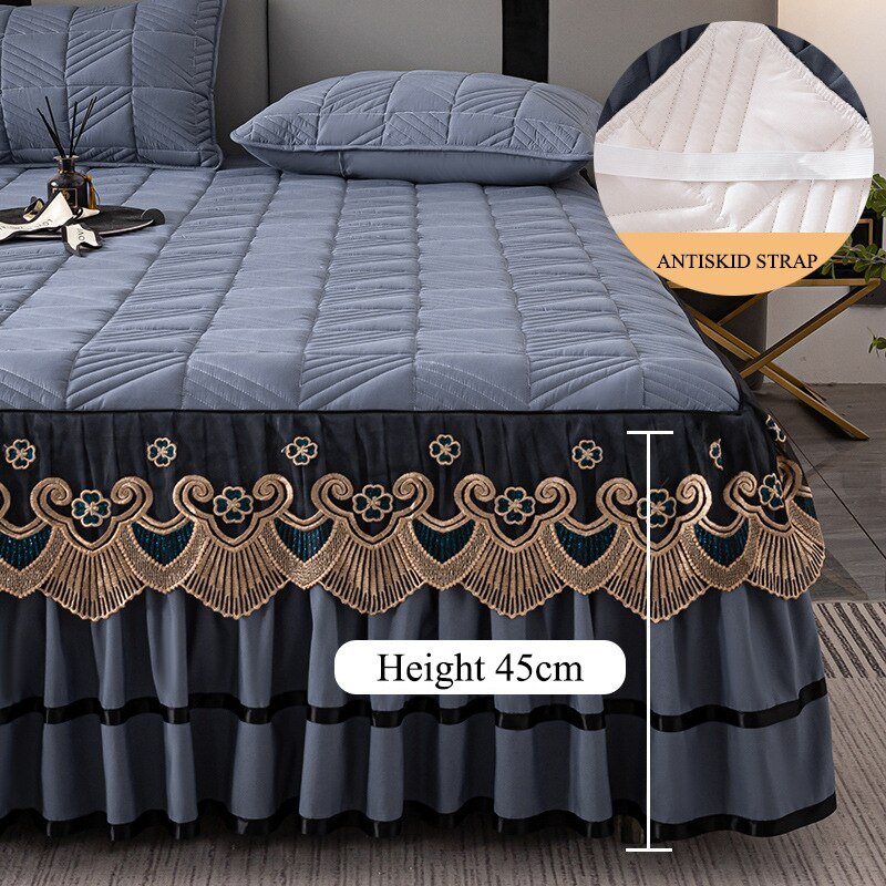 RainFire Elegant Quilted Bed Skirt Set - King Queen Size - Casatrail.com