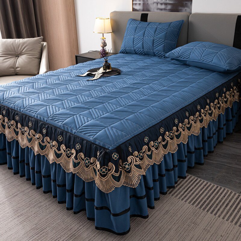 RainFire Elegant Quilted Bed Skirt Set - King Queen Size - Casatrail.com