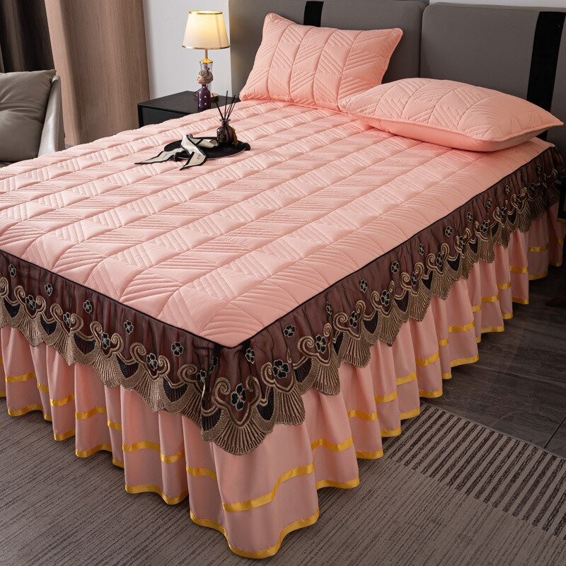 RainFire Elegant Quilted Bed Skirt Set - King Queen Size - Casatrail.com