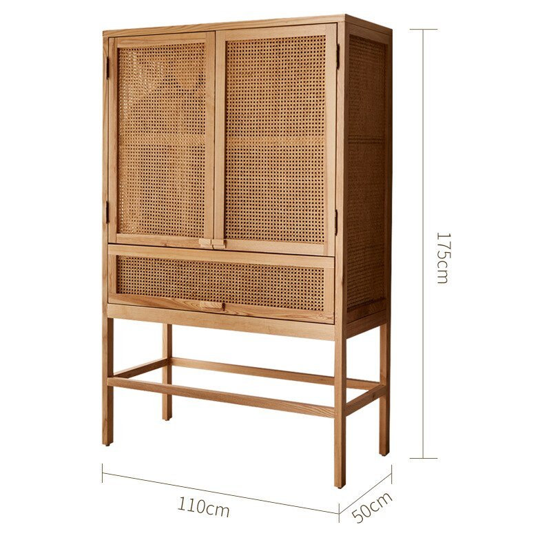 Rattan Solid Wood Wardrobe - Casatrail.com