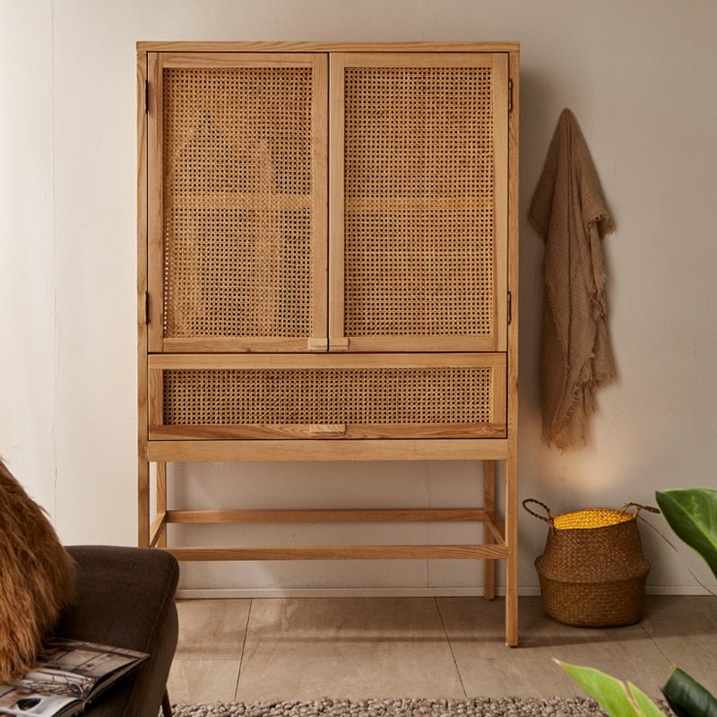 Rattan Solid Wood Wardrobe - Casatrail.com